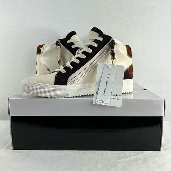 Aqua College Guliette Lace-Up Zip Sneakers- Cow Print Leather- Size 8 - NIB - Picture 1 of 7
